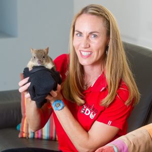 EnviroEdu. Sarah Holmes with a Brush-Tailed Bettong.
Picture: Carmel Zaccone
